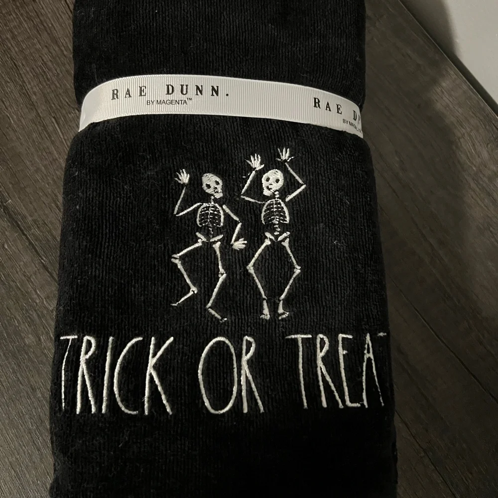Rae Dunn set of 2 Halloween Hand towels trick or treat